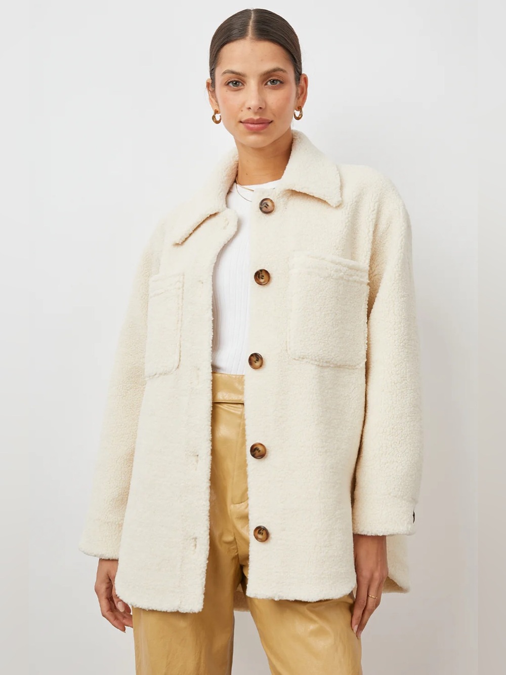 Rails Connie Shirt Jacket Ivory Teddy XS